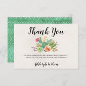 サボテンフローラベビーシャワーサンキューカード 招待状 (正面/裏面)