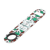 サボテンフローラ六角パターン水彩モノグラム スピード栓抜き (正面アングル)