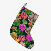 サボテンフローラ水色シームレスパターン スモールクリスマスストッキング (正面 (吊り時))