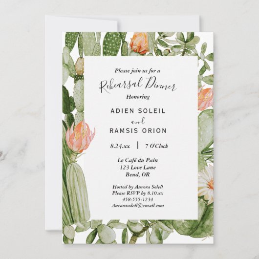 サボテンフローラ結婚砂漠のリハーサルディナー 招待状 (正面)