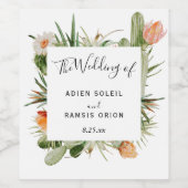 サボテンフローラ結婚砂漠のワインラベル ワインラベル (シングルラベル)