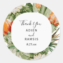 サボテンフローラ結婚砂漠の感謝ステッカー ラウンドシール