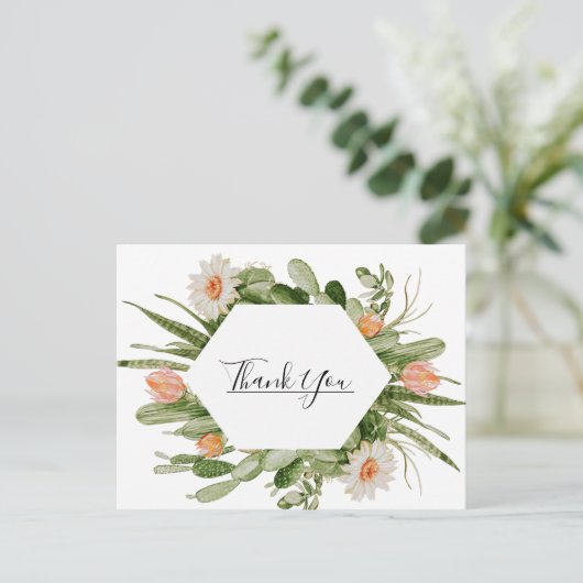 サボテンフローラ結婚砂漠の感謝ポストカード ポストカード (スタンド正面)