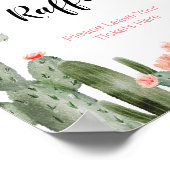 サボテンフローラ赤ちゃんシャワー水色おむつラッフル ポスター (角)