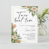 サボテンフローラ金ゴールドフレームタコラブブライダルシャワー 招待状 (スタンド正面)