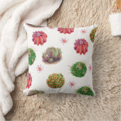 サボテンフローラ:水彩背景 クッション (ブランケット)