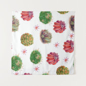 サボテンフローラ：水彩背景 タペストリー (正面(横))