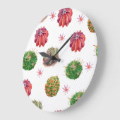 サボテンフローラ：水彩背景 ラージ壁時計 (傾斜)