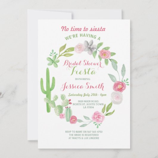 サボテンブライダルシャワーパーティーフィエスタメキシコ招待状 招待状 (正面)