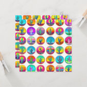 サボテンポップ・アートのアート多肉植物ガーデン園芸 カード (正面/裏面インサイチュ)