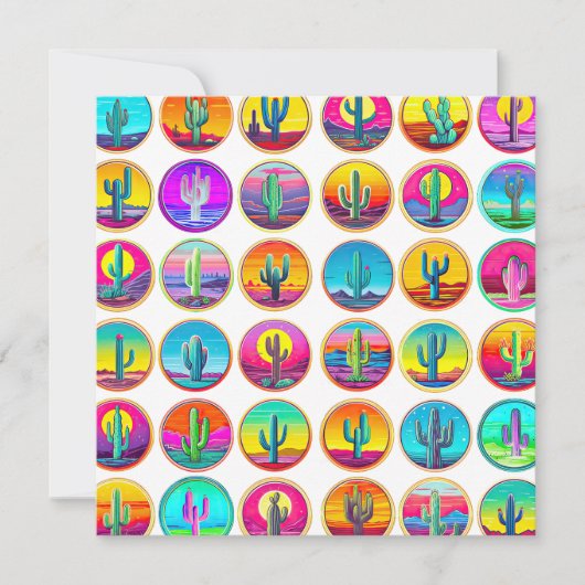 サボテンポップ・アートのアート多肉植物ガーデン園芸 カード (正面)