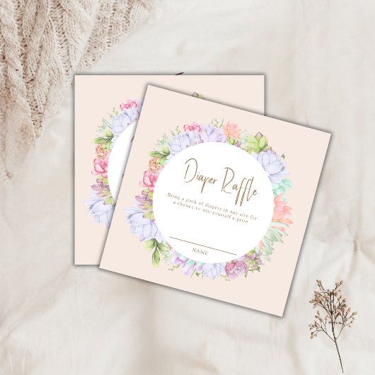 サボテンミニマルデザートおむつラッフルベビーシャワー エンクロージャーカード