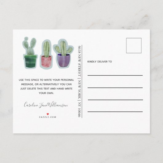 サボテンモダンの発表を移動した 案内ポストカード (裏面)