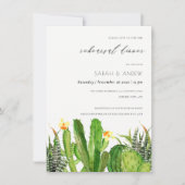 サボテンモダンガーデンウォーターカラーリハーサルディナー 招待状 (正面)