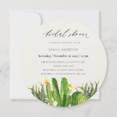 サボテンモダンガーデン水彩ブライダルシャワー 招待状 (正面)