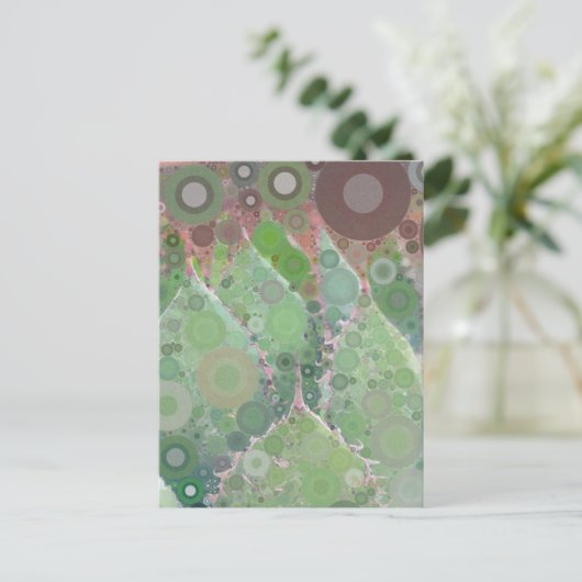 サボテンモダンフォトアートグリーンピンクブラウン砂漠 ポストカード (スタンド正面)