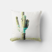 サボテンモダンフォトアートデザートグリーンブルーホワイト クッション (正面)
