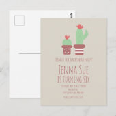 サボテンモダンポッテッドプラントバースデーパーティー ポストカード (正面/裏面)