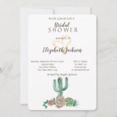 サボテンモダン吸汁性金ゴールドハートブライダルシャワー 招待状 (正面)