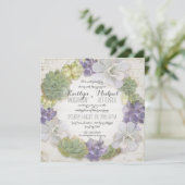 サボテンリースリーフ多汁木製西ボホ 招待状 (スタンド正面)