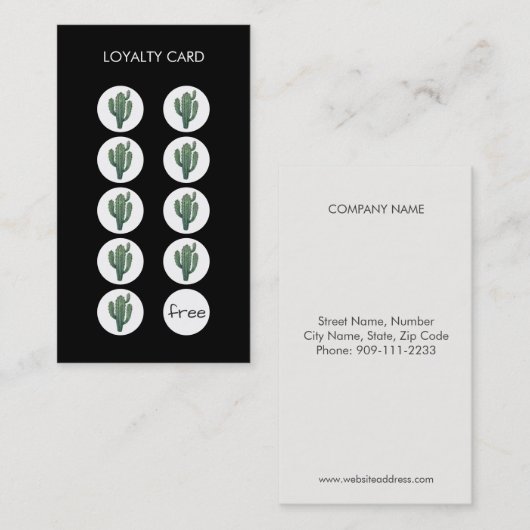 サボテンロイヤリティパンチ名刺 ロイヤリティカード (正面/裏面)