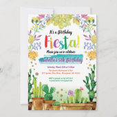 サボテン付きのフィエスタ誕生日パーティーの招待 招待状 (正面)