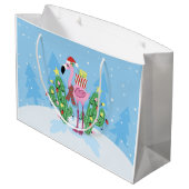 サボテン付きクリスマスフラミンゴ ラージペーパーバッグ (裏面アングル)