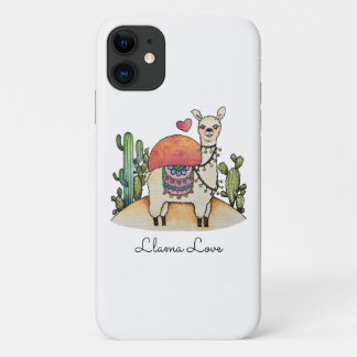 サボテン付き水彩ラマ iPhone 11 ケース
