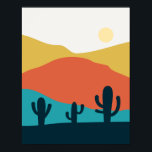 サボテン付き砂漠の山景色 ポスター<br><div class="desc">ギャラリーの壁に行くおもしろいの素晴らし砂漠の山のポスター。</div>