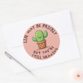 サボテン勇気付けられるシール ラウンドシール (封筒)