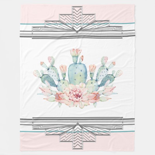 サボテン南西部 フリースブランケット (正面)