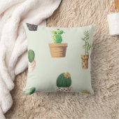 サボテン印刷のスローピロー クッション (ブランケット)