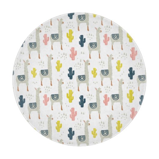 サボテン及びラマパターン カッティングボード (正面)