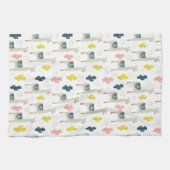 サボテン及びラマパターン キッチンタオル (横)