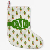 サボテン及び水気が多いポークのドット・パターン スモールクリスマスストッキング (正面)