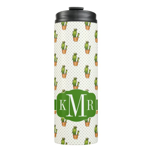 サボテン及び水気が多いポークのドット・パターン タンブラー (正面)