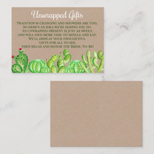 サボテン吸汁性のアンラップ表示シャワーインサート エンクロージャーカード (正面/裏面)