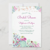 サボテン吸汁性紐灯ブライダルシャワー 招待状 (正面)