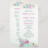 サボテン吸汁糸ライト結婚式 プログラム (正面/裏面)