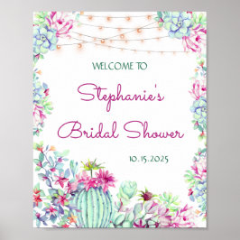サボテン吸汁糸状灯ブライダルシャワー ポスター