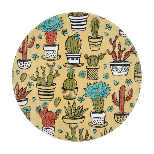 サボテン吸肉:手書きスケッチ カッティングボード (正面)