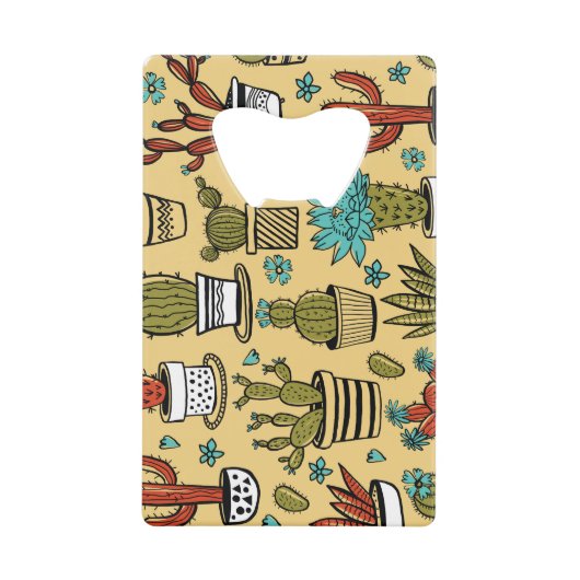 サボテン吸肉：手書きスケッチ クレジットカード栓抜き (正面)