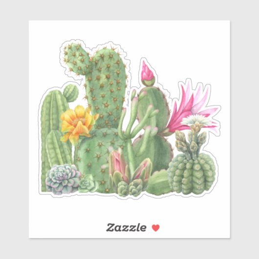 サボテン咲きガーデンの水の色の南西の砂漠 シール (シート)