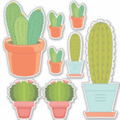 サボテン品揃え収集ステッカー シール (正面)