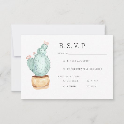 サボテン園 |水彩RSVP 出欠カード (正面)