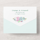 サボテン多肉幾何学結婚ピンク オールインワン招待状 (裏面)