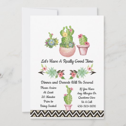 サボテン多肉性南西部ワイルドワン招待状 招待状 (裏面)