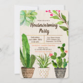 サボテン多肉性引っ越し祝いパーティー招待状 招待状 (正面)