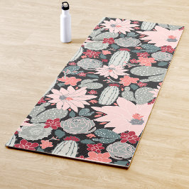 サボテン多肉植物ピンクミントブラウン ヨガマット