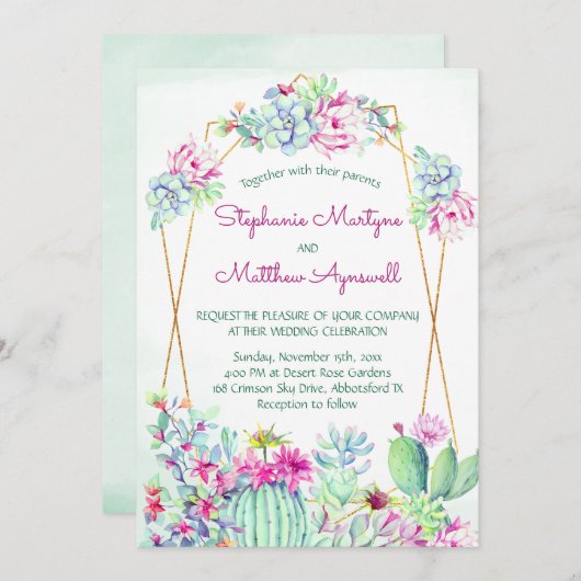 サボテン多肉植物学結婚院 招待状 (正面/裏面)